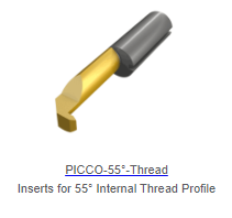 PICCO INSERTS THREADING 55 DEG